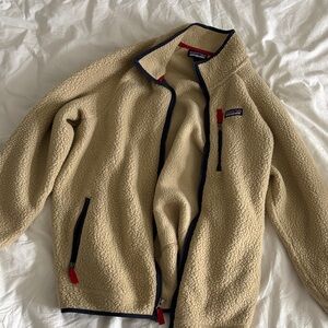 Patagonia Tan Fleece Jacket with Red Accents